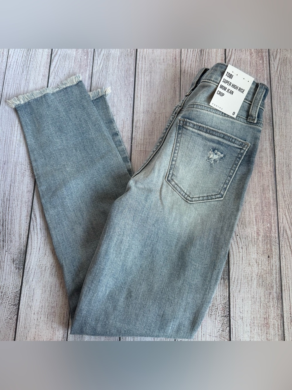 EUNINA Tobi Super High Rise Mom Jeans Cropped 0 NWT
